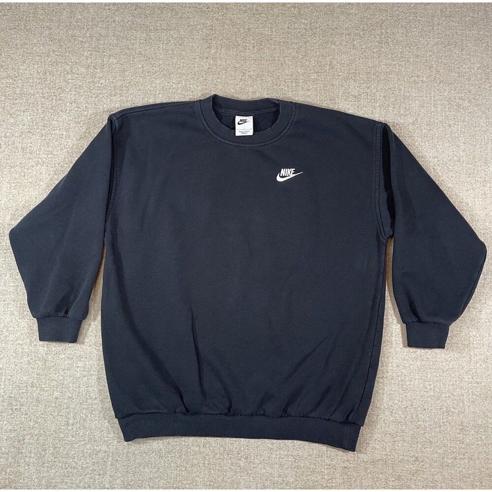Nike Sweatshirt Women’s L Large Black Fleece Lined Embroidered Logo Casual
